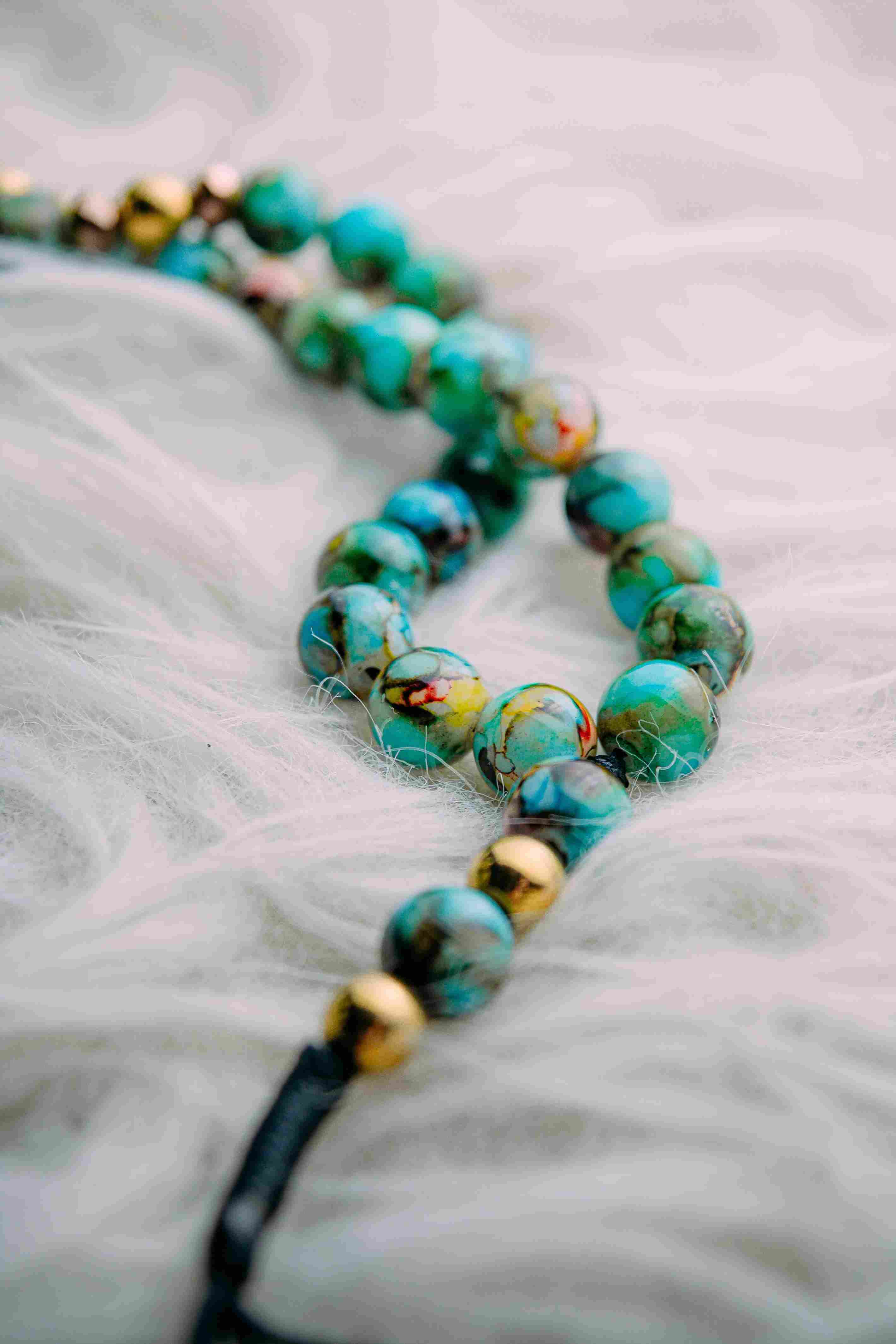 Necklace with blue beads